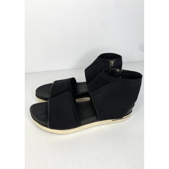 Eileen Fisher Knit-St Stretch Black Open Toe Platform Sandals Women’s Sz 9.5 - Picture 5 of 10